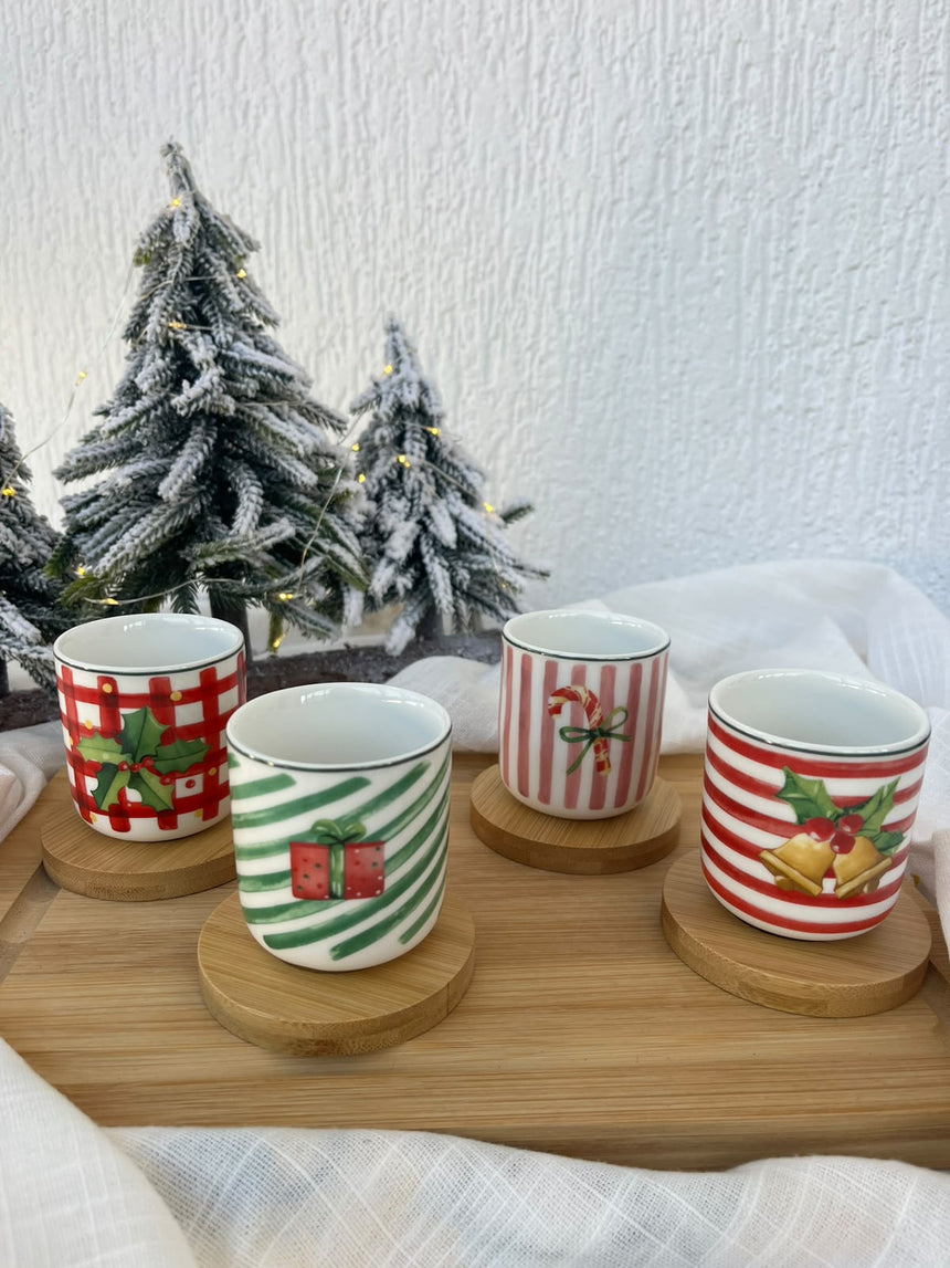 Christmas Espresso Cups and Coasters Set