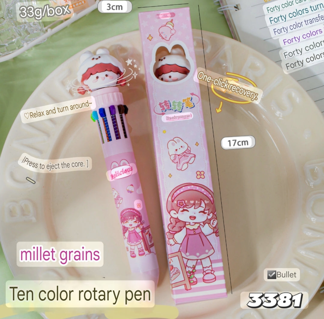Jouka Joue Cartoon Ballpoint Multicolor Press Pen 10 Color