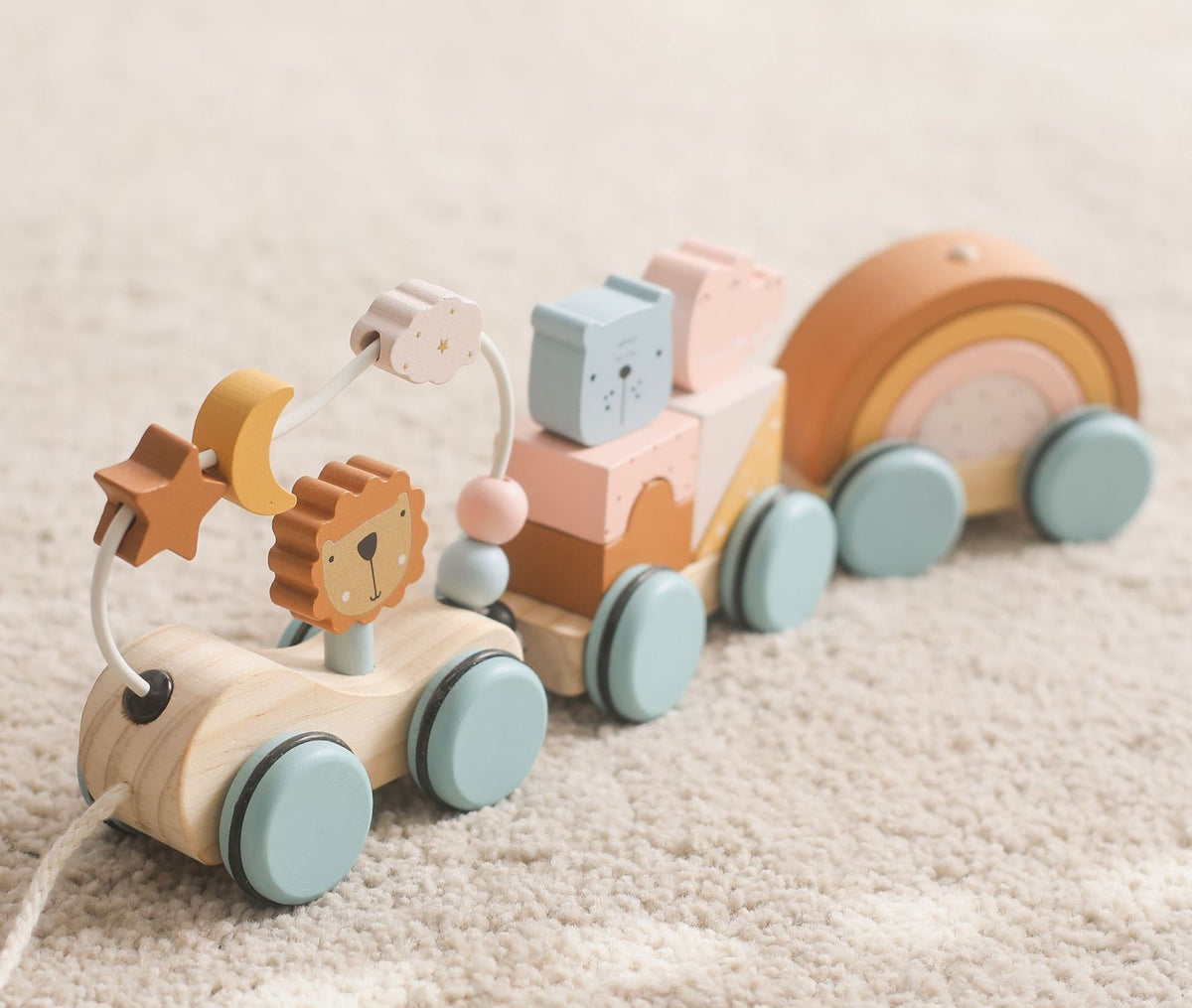 Montessori Wooden Pull Along Train Toy