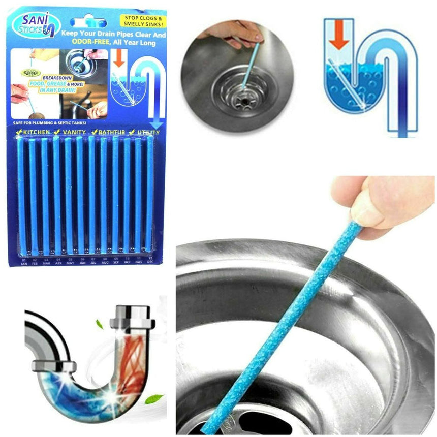 12 Pcs Sani Stick Pipe Deodorizer Drain Cleaner