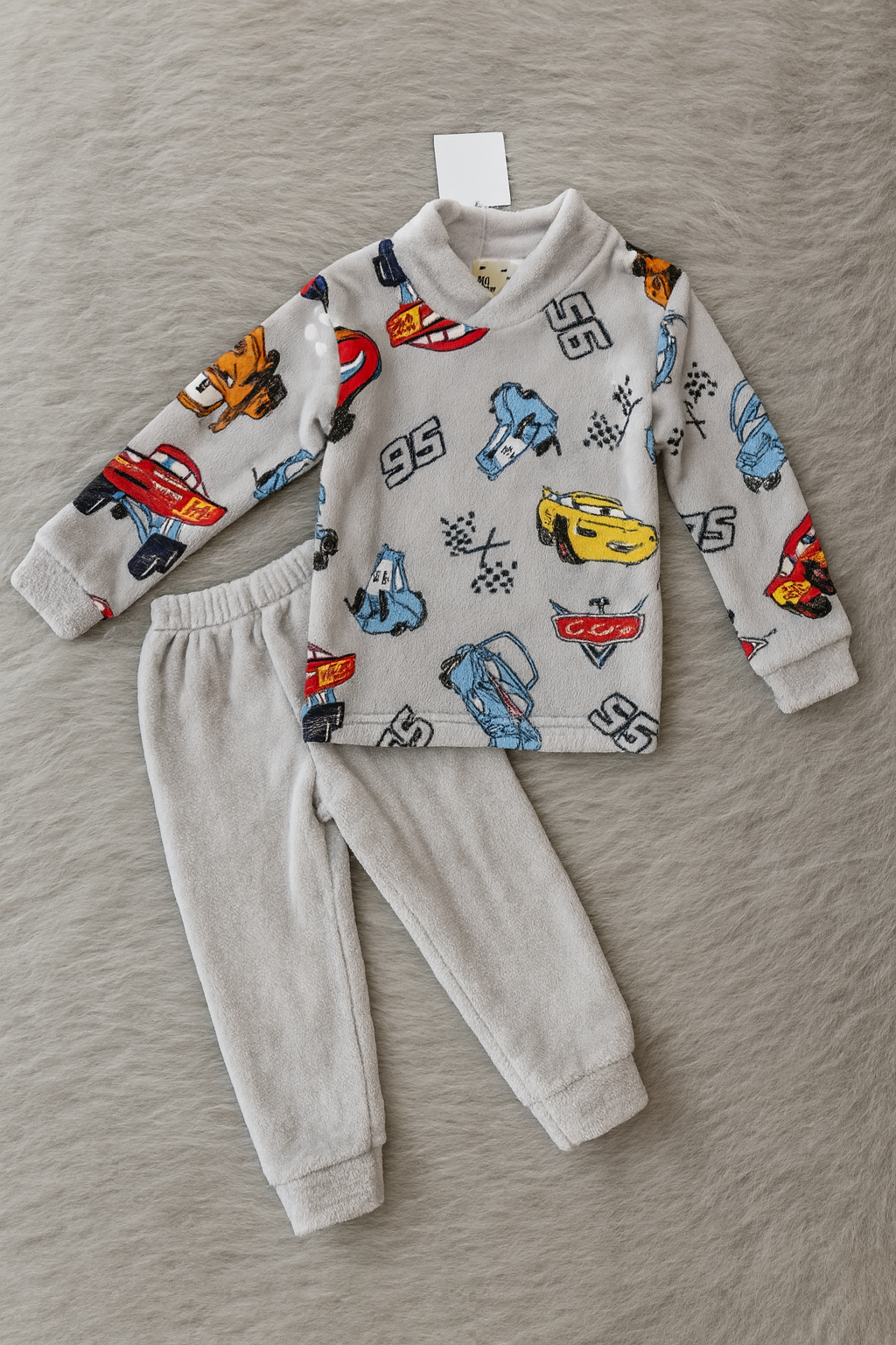 Kids’ Warm Disney Cars Pajama Set – Grey | 1–5Y