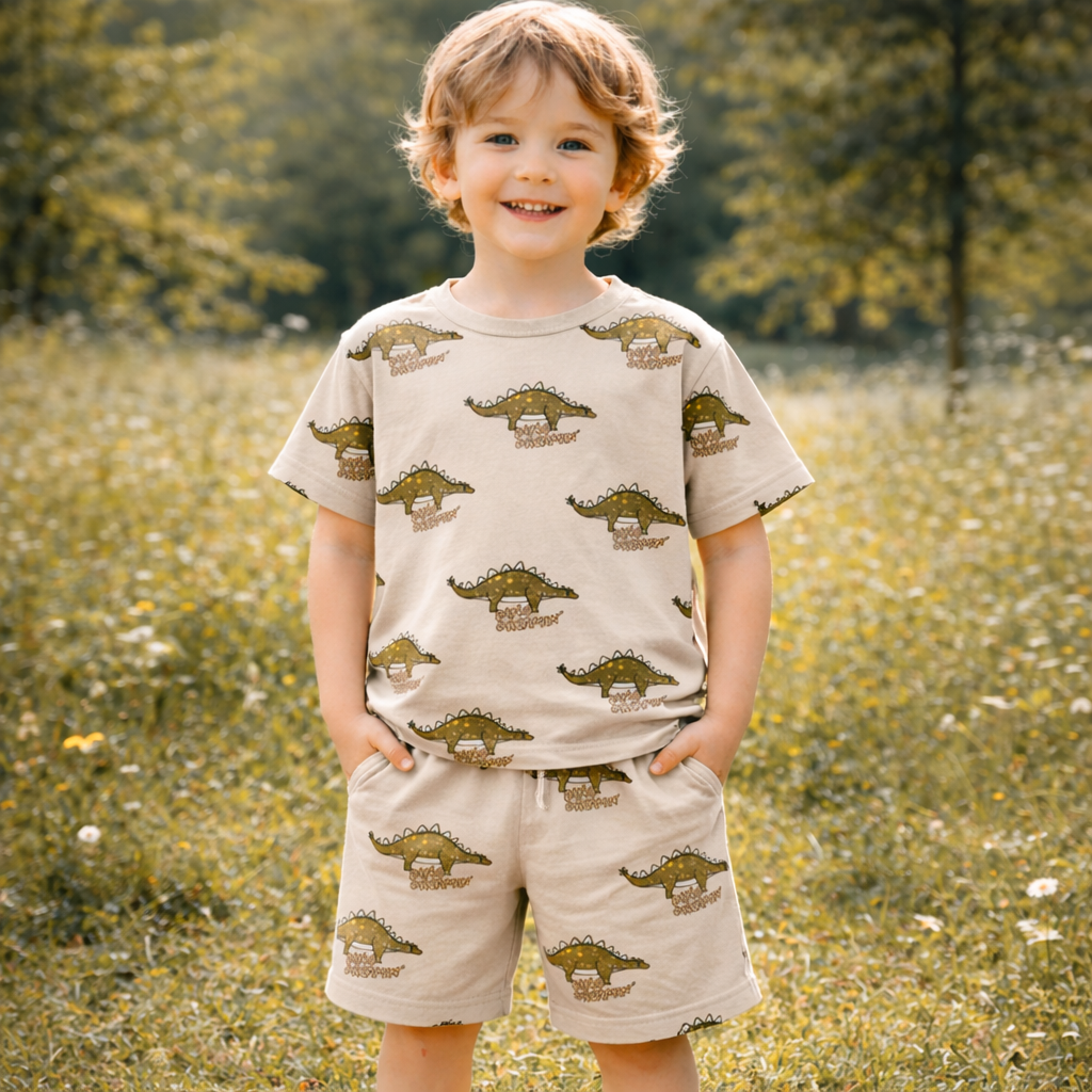 Boys’ Dinosaur Cotton Outfit Set / 3–10Y
