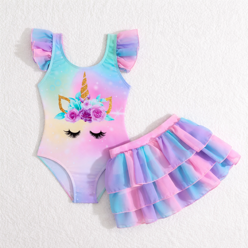Girls 2pcs Swimwear Set – Unicorn | Size 4–7Y