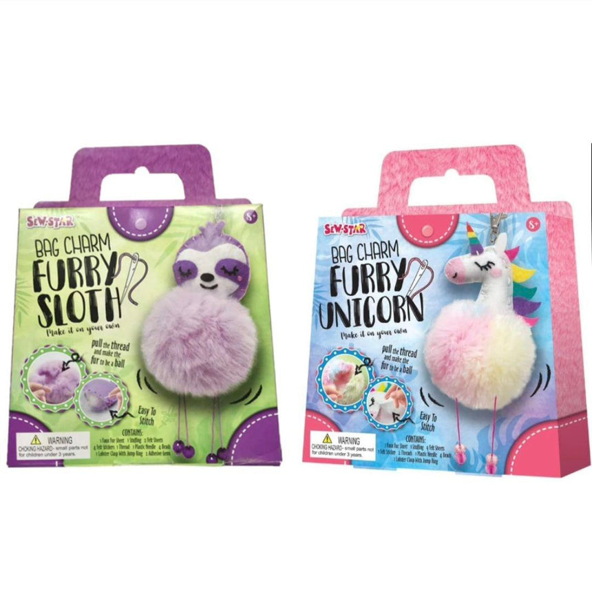 Diy Bag Charm Furry Unicorn Sloth