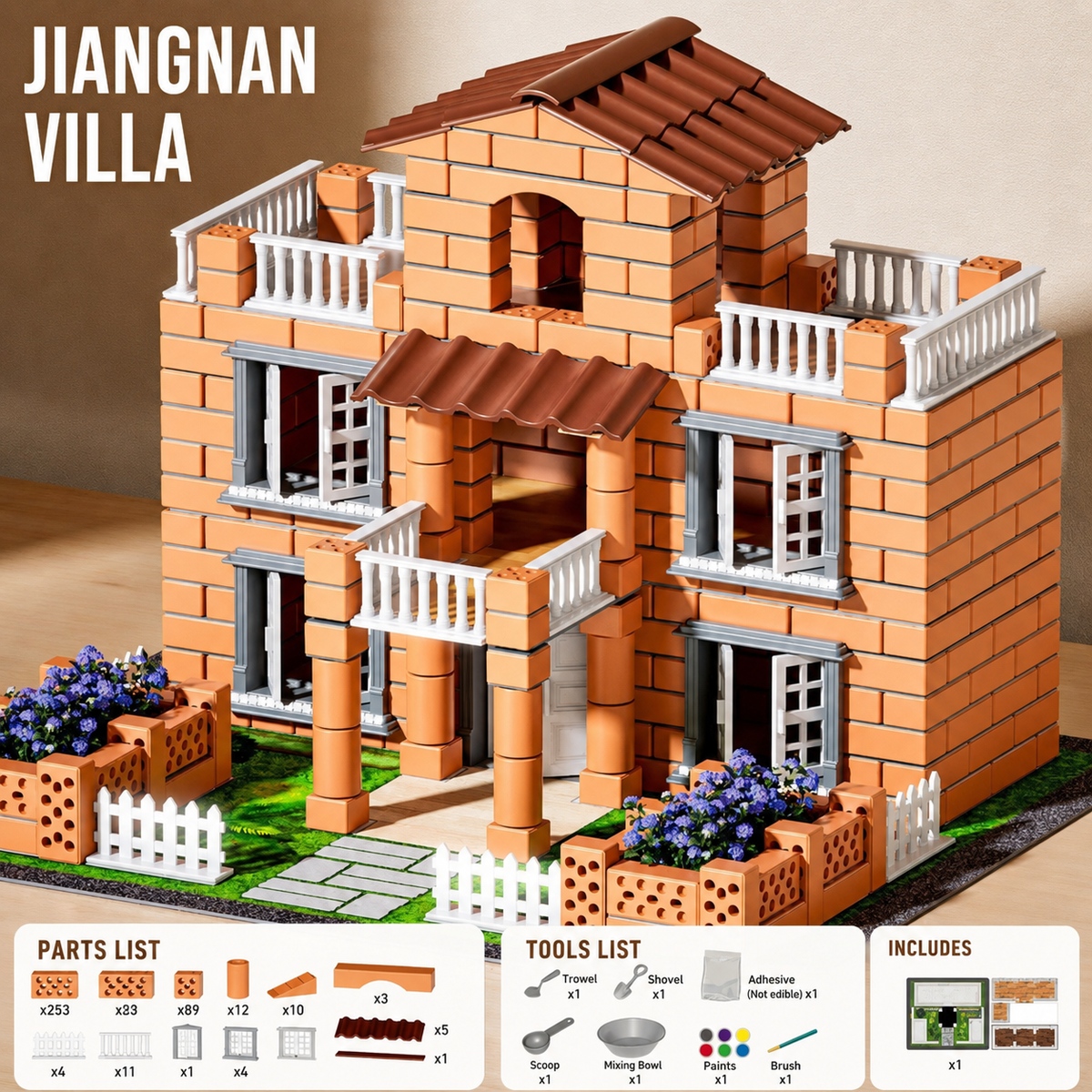 DIY Mini Brick Villa Building Set - 465 Pcs - 8+