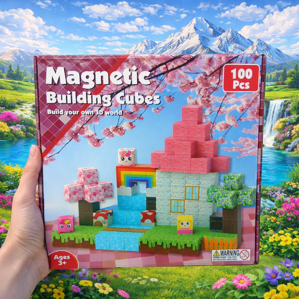 Magnetic Building Cubes Set – 100 Pieces | 3+