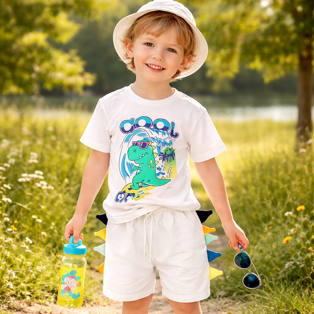 Boys’ Cotton Dinosaur Summer Set / 5–6Y