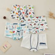 Boys Cotton Boxer Shorts Underwear (4 Pcs) - Cars - 4-10y