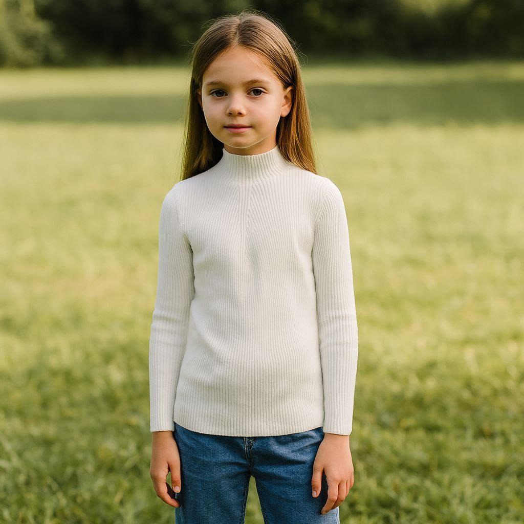 Girls’ Off-White Long-Sleeve Top | 8–16Y