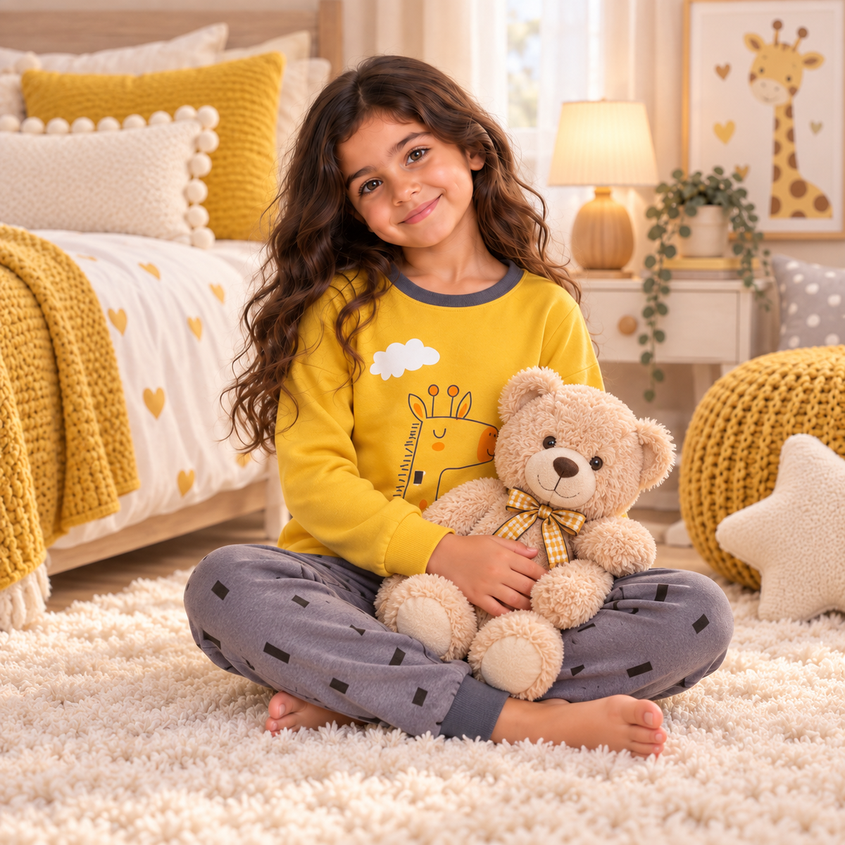 Kids’ 100% Cotton Giraffe Pajama Set | 0–8Y