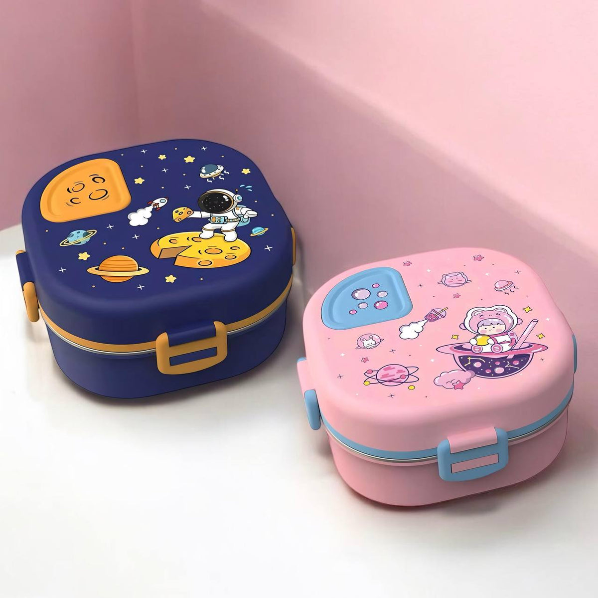 Lunch Box Bento Stainless Steel Space | +Spoon | 19×19×9cm