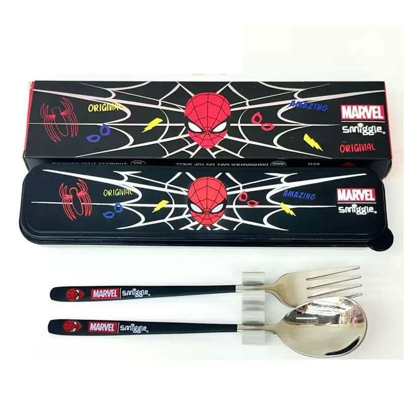 Smiggle Set | Fork+Spoon | With Storage Box | Spider-Man