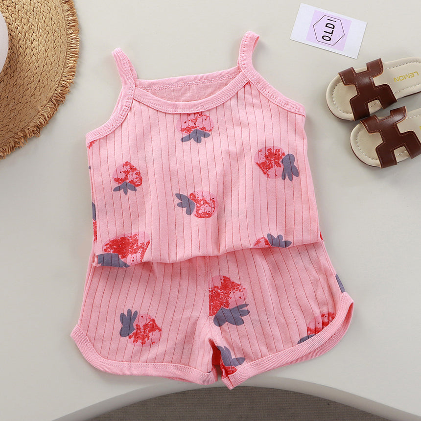 Kids’ Cotton Strawberry Pajama Set | 1–8Y
