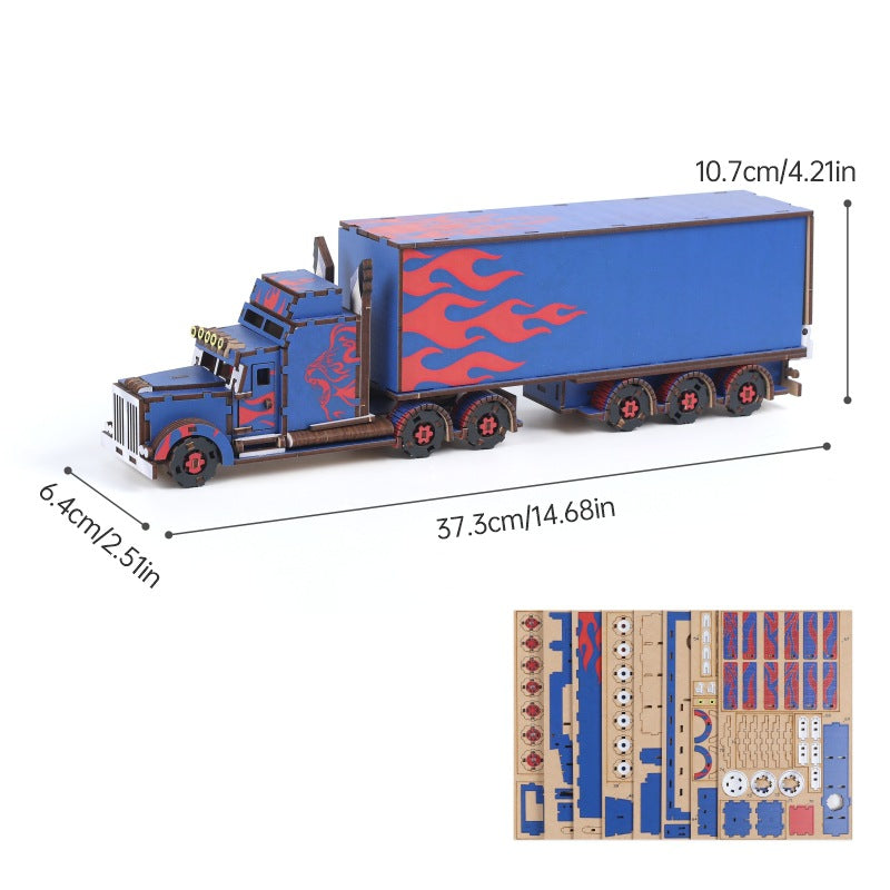 DIY Wooden Large Semi-Truck 3D Puzzle | 14+