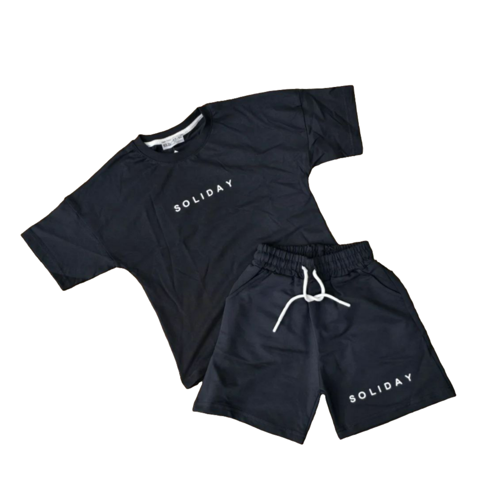 Kids’ Cotton Dark Grey Summer Set / 7–8Y