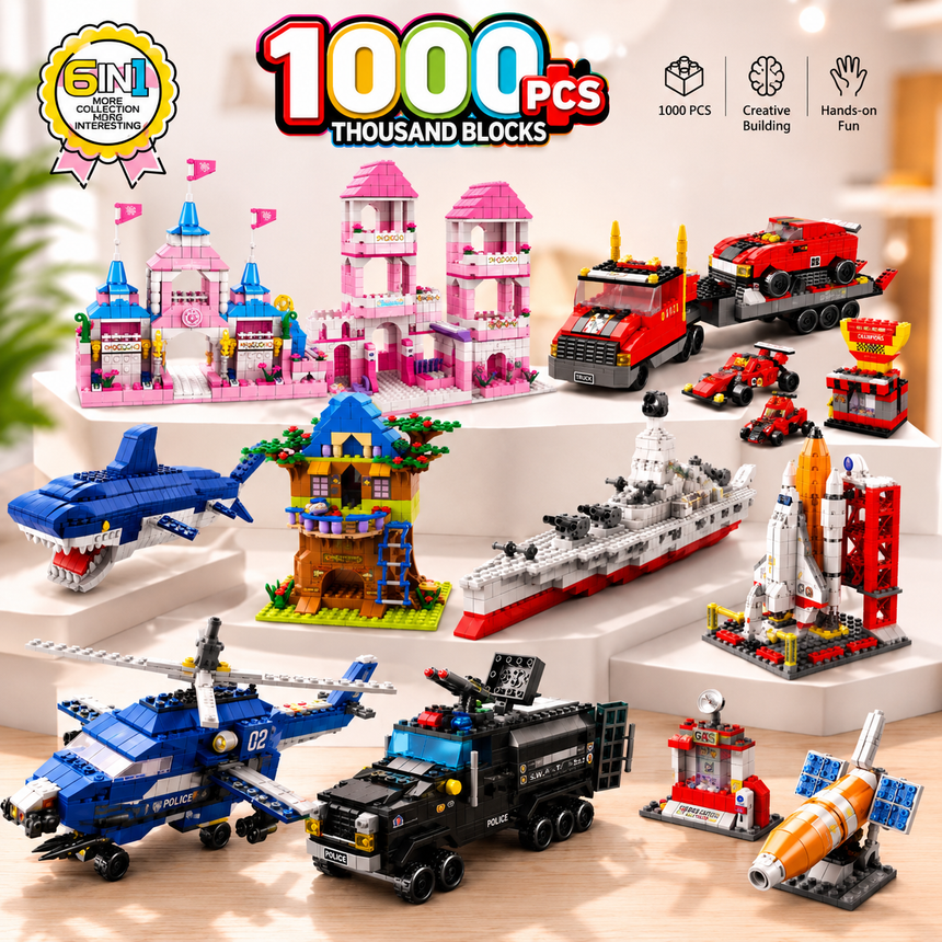 1000 Pcs 6-in-1 Building Blocks Collection Set - 6+