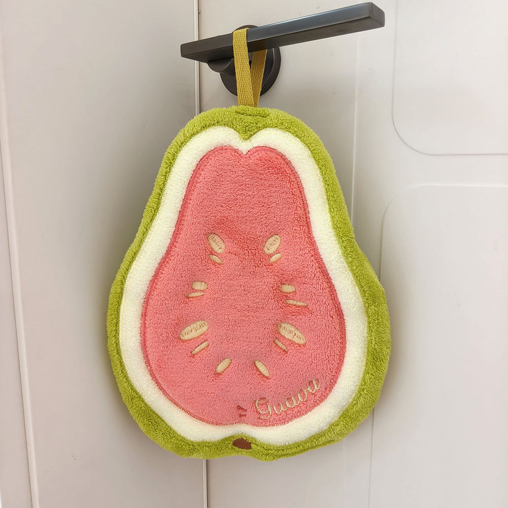 Cute Fruit Chenille Microfiber Hanging Hand Towel – 25 × 19 cm