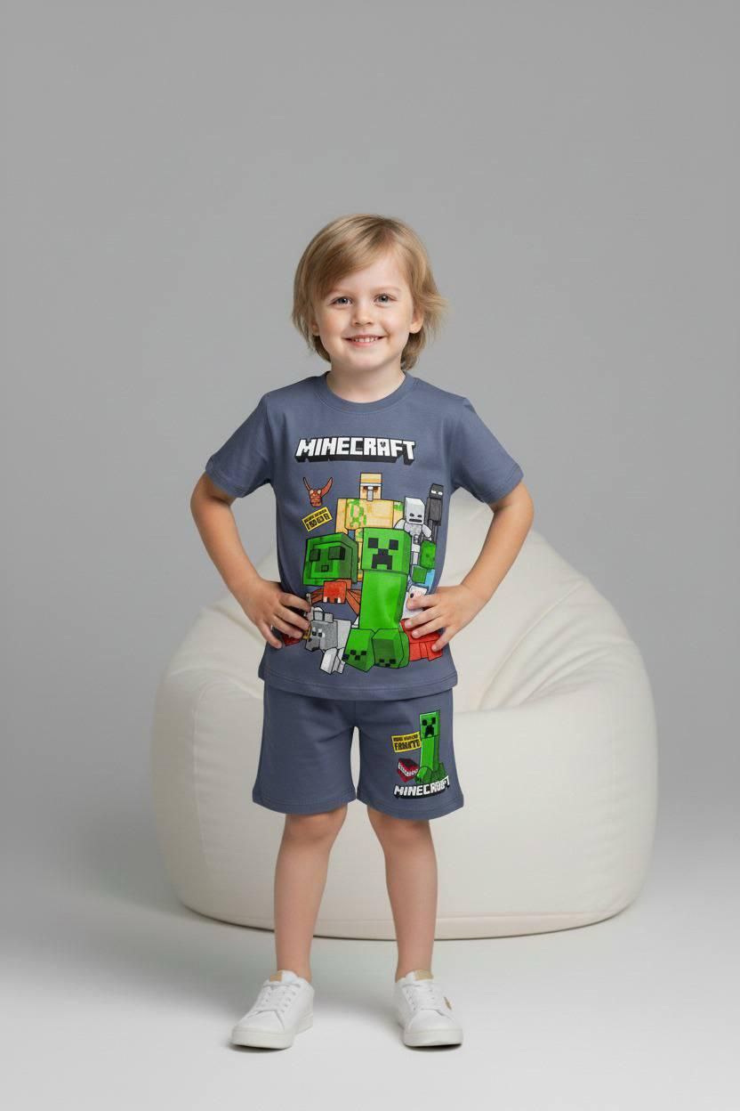 Boys’ Cotton Minecraft Summer Set / 3–10Y