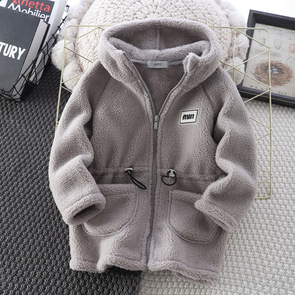 Kids Cozy Teddy Fleece Hooded Zip Jacket Size 3-14y