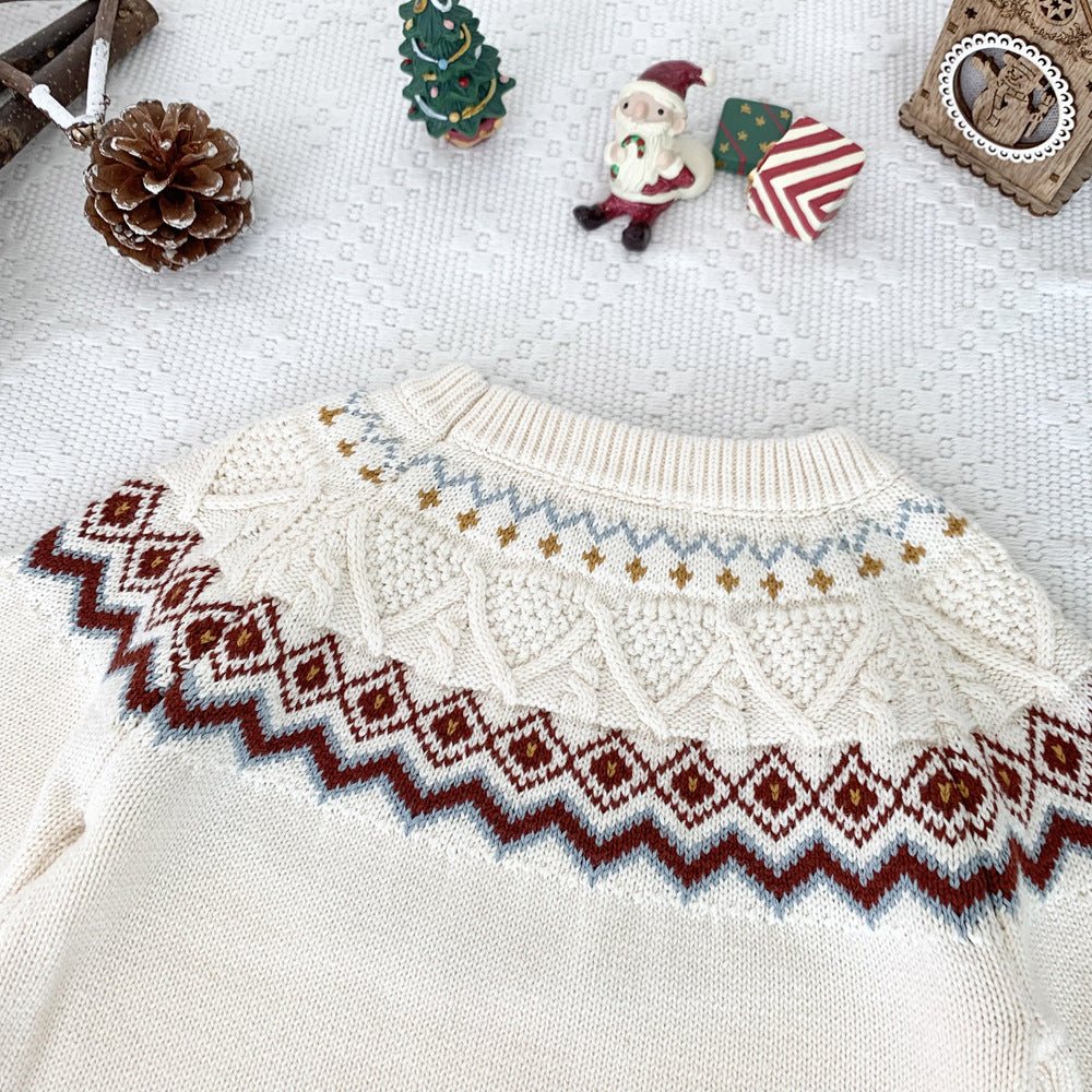 Kids Christmas Fair Isle Knit Sweater 3-10Y
