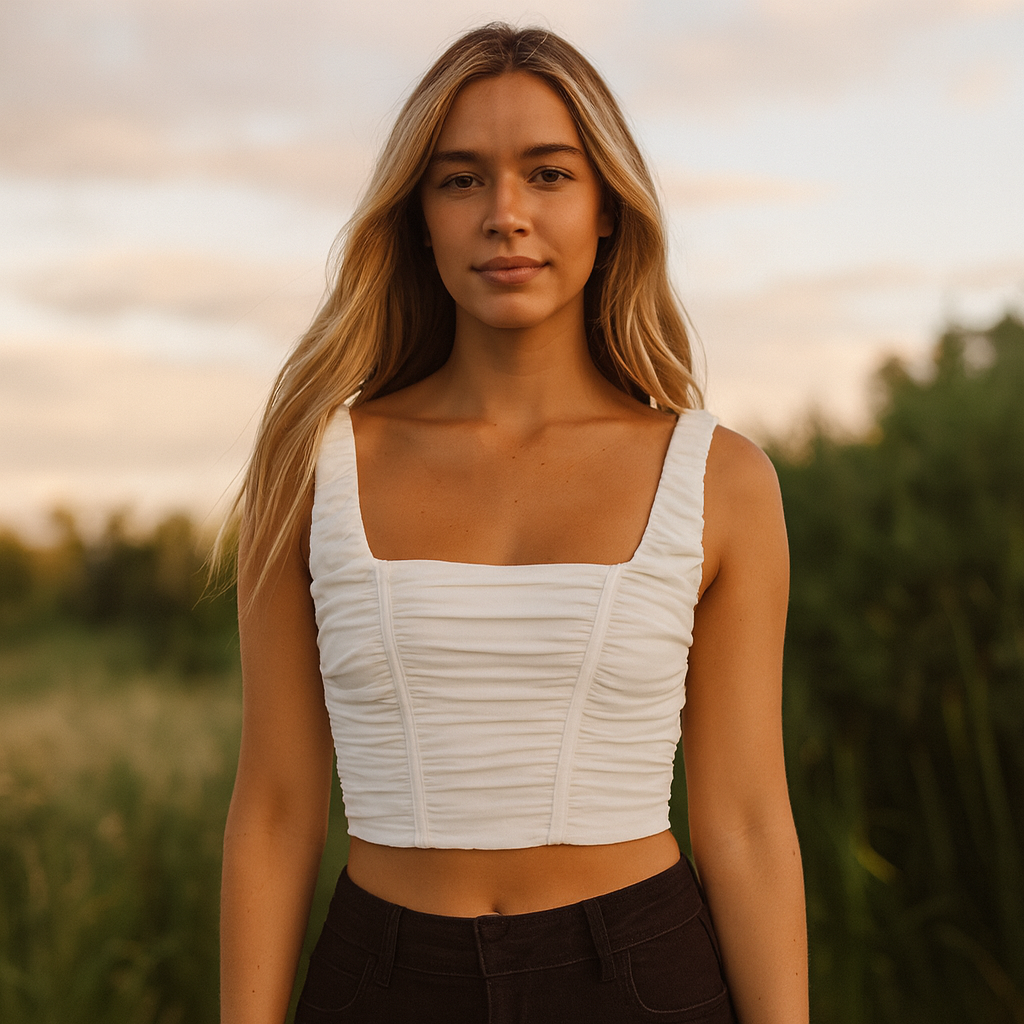 Women's Tie-Back Square-Neck Crop Top by PrettyLittleThing | S