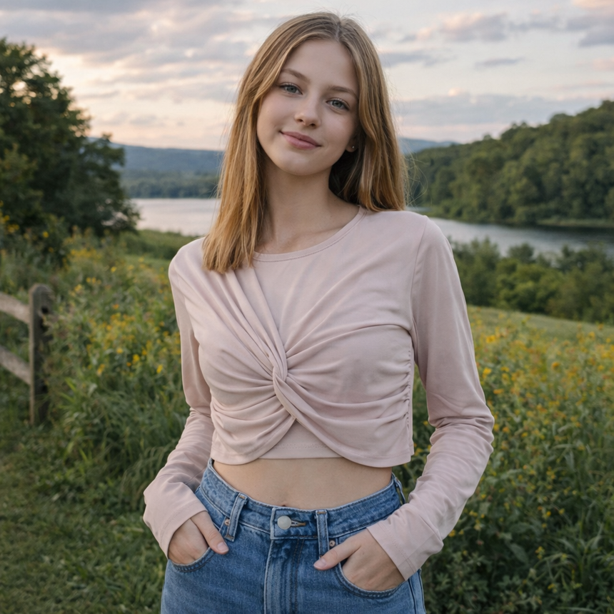 Women's Long-Sleeve Crop Top by BSL | M–L
