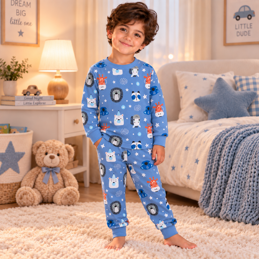 Kids’ Cotton 100% Animals Pajama Set | 0–8Y