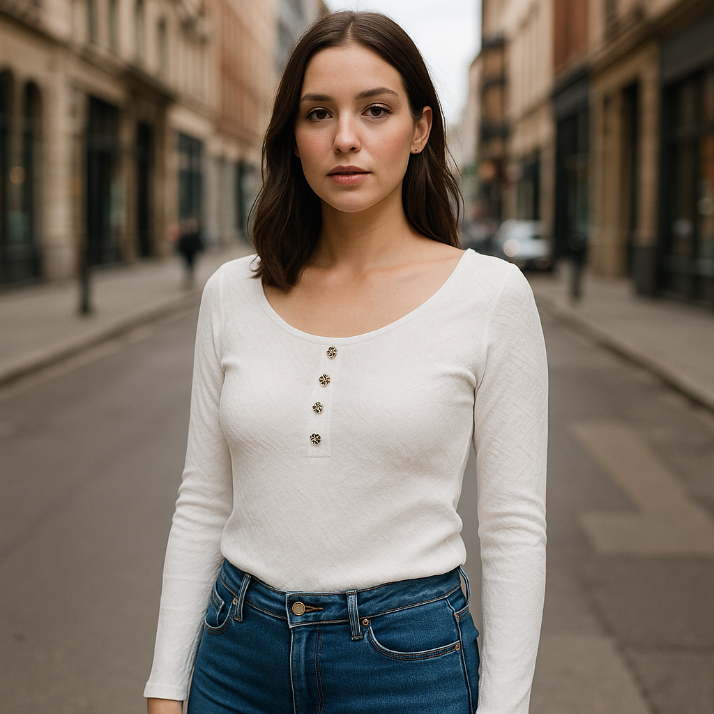 Women's White Long-Sleeve Top | One Size