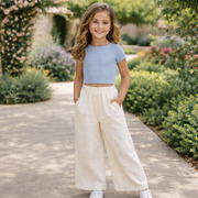 Girls’ Blue & White Cotton Summer Set / 2–8Y