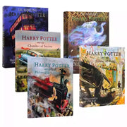 Harry Potter Illustrated Collection- 5 Books Set By J.K. Rowling - Hard Cover - 8+
