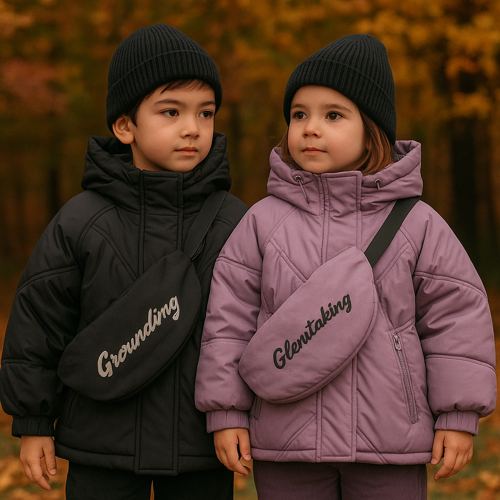 Warm Winter Jacket With Bag Black And Purple Size 5-12y