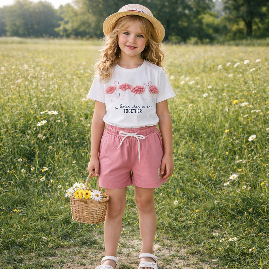 Girls’ Cotton Flamingo Summer Set / 3–10Y