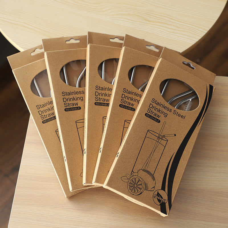 Reusable Stainless Steel Drinking Straw 4 Pcs With 1 Cleaner Pipe