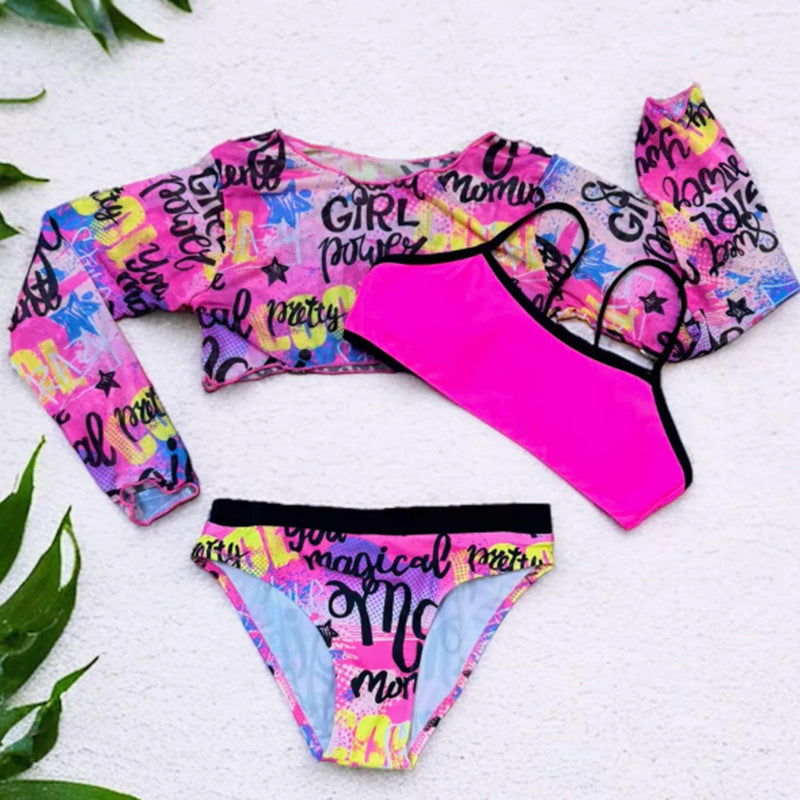 Girls 3pcs Swimwear Set – Fushia | Size 7–12Y
