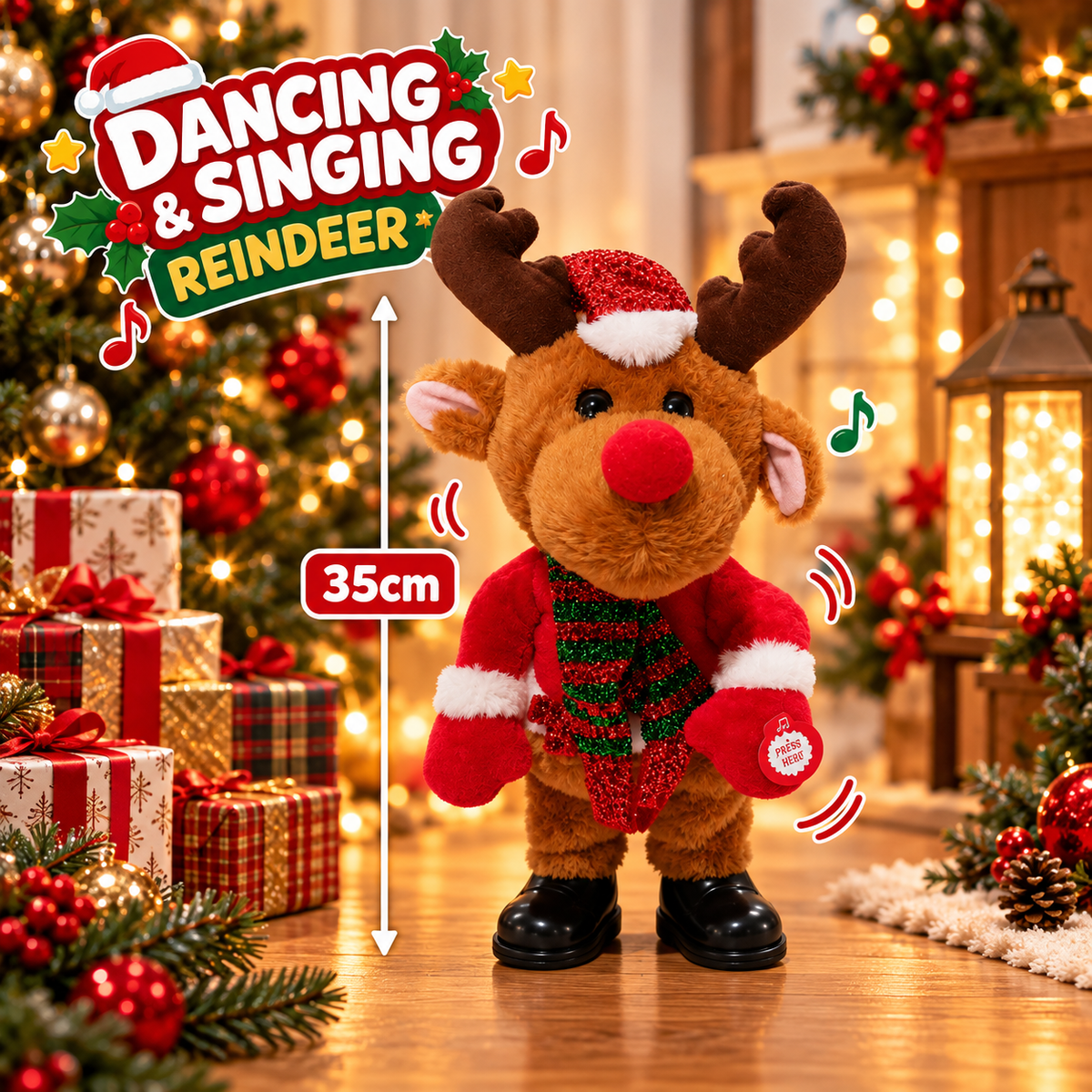 Dancing & Singing Christmas Reindeer Plush | 3+