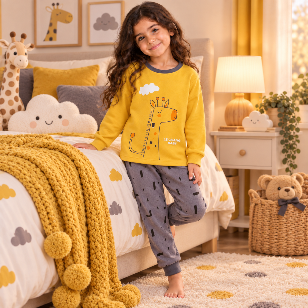 Kids’ 100% Cotton Giraffe Pajama Set | 0–8Y