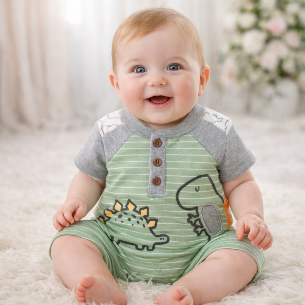 New Born Set Of 2 Pcs For Baby Boy Dinosaur 6-9m