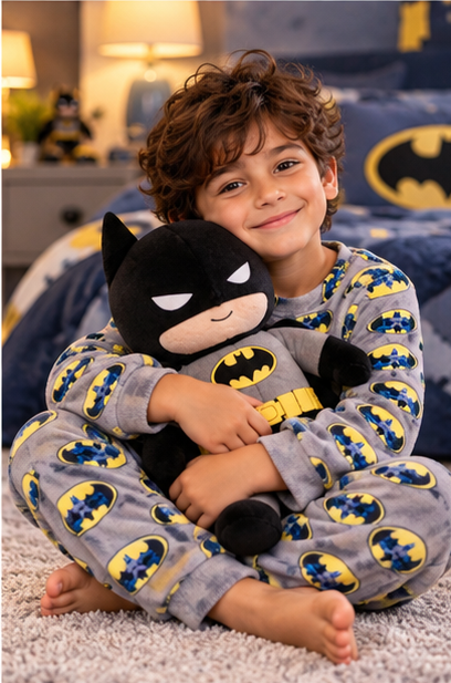 Boys’ Warm Batman Pajama Set – Grey | 4–12Y