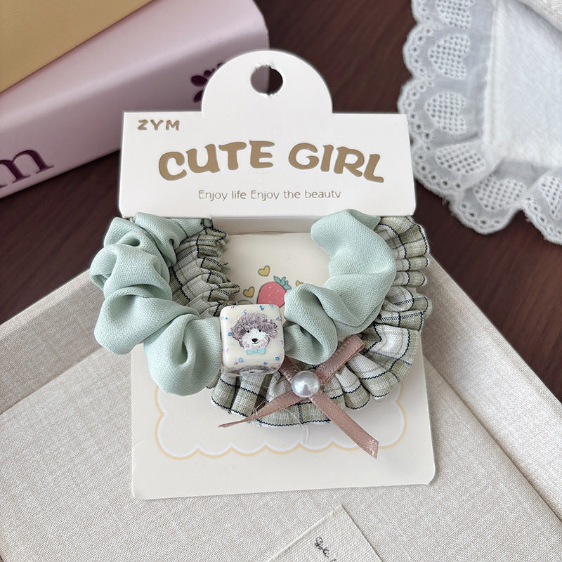 Cute Girl Plaid Scrunchie - 2 Pcs