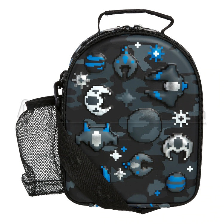 Smiggle Lunch Bag - Black Space | Hardtop | Shoulder Strap | 25×19×12cm