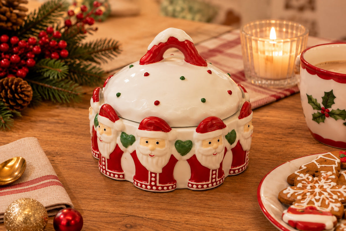 Christmas Ceramic Santa Jar