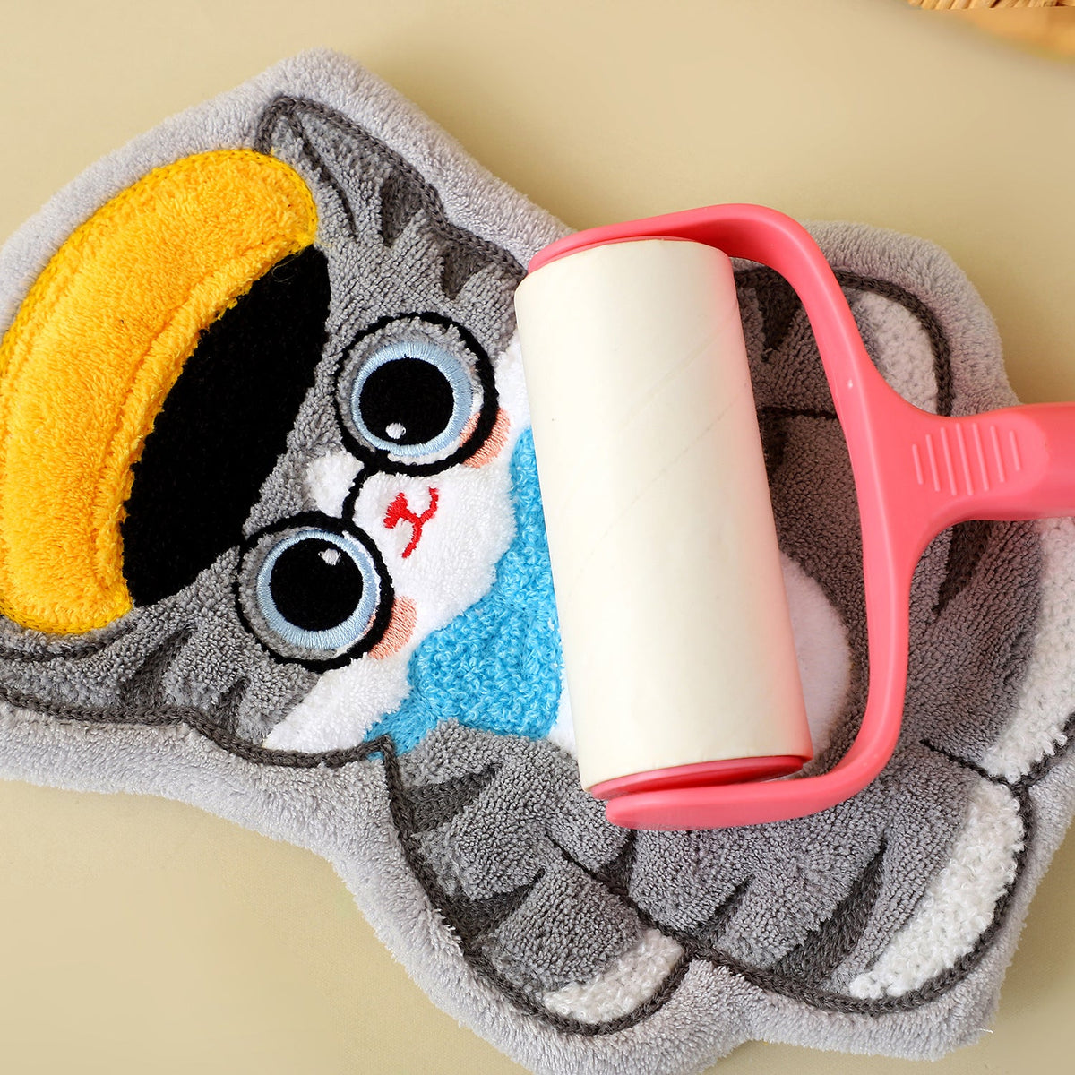 Cute Cat Coral Microfiber Hanging Hand Towel 24x19cm