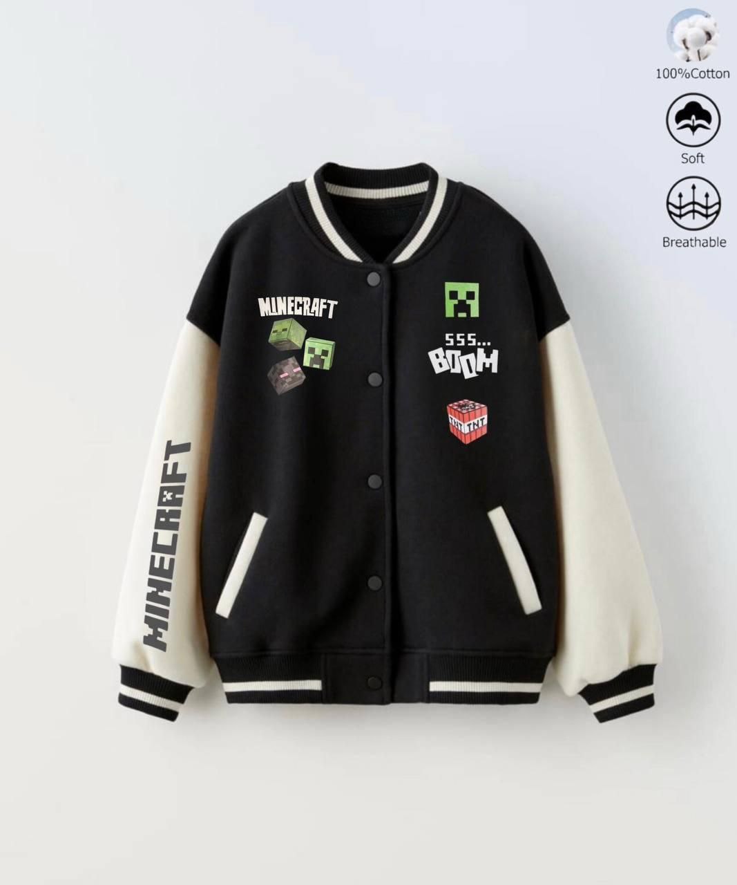 Minecraft Creeper Fleece Jacket Size 5-14y