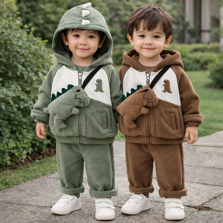 Boys’ Warm Dinosaur 3-Piece Set / 1–6Y