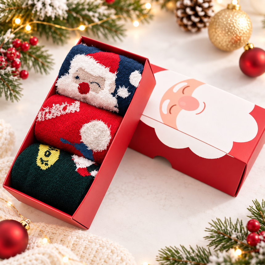 Kids’ Christmas Sock Gift Box – 3 Pairs | 3–10Y