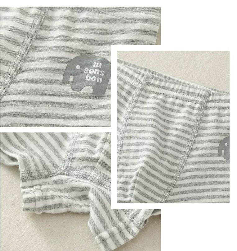 Boys Cotton Boxer Shorts (3 pcs) – Grey Line | Size 4-14Y