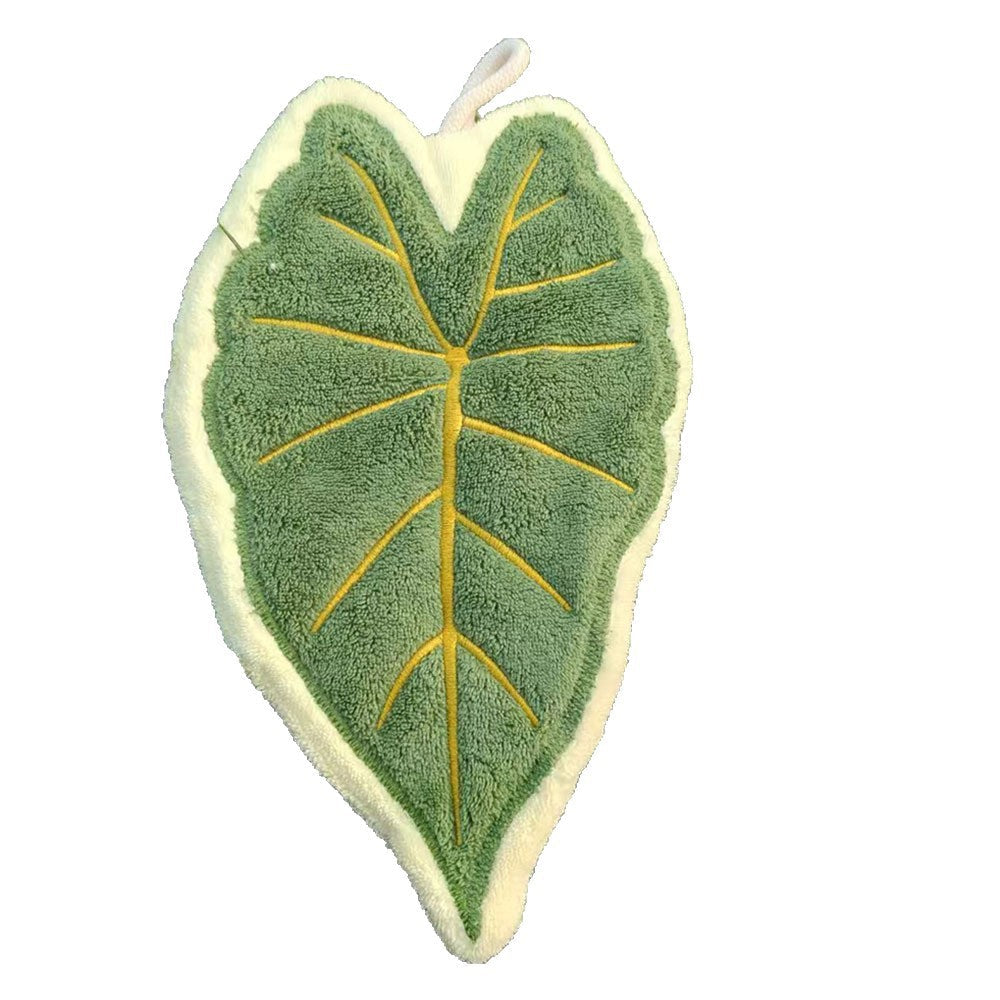 Cute Leaf Microfiber Hanging Hand Towel – 26 × 18 cm
