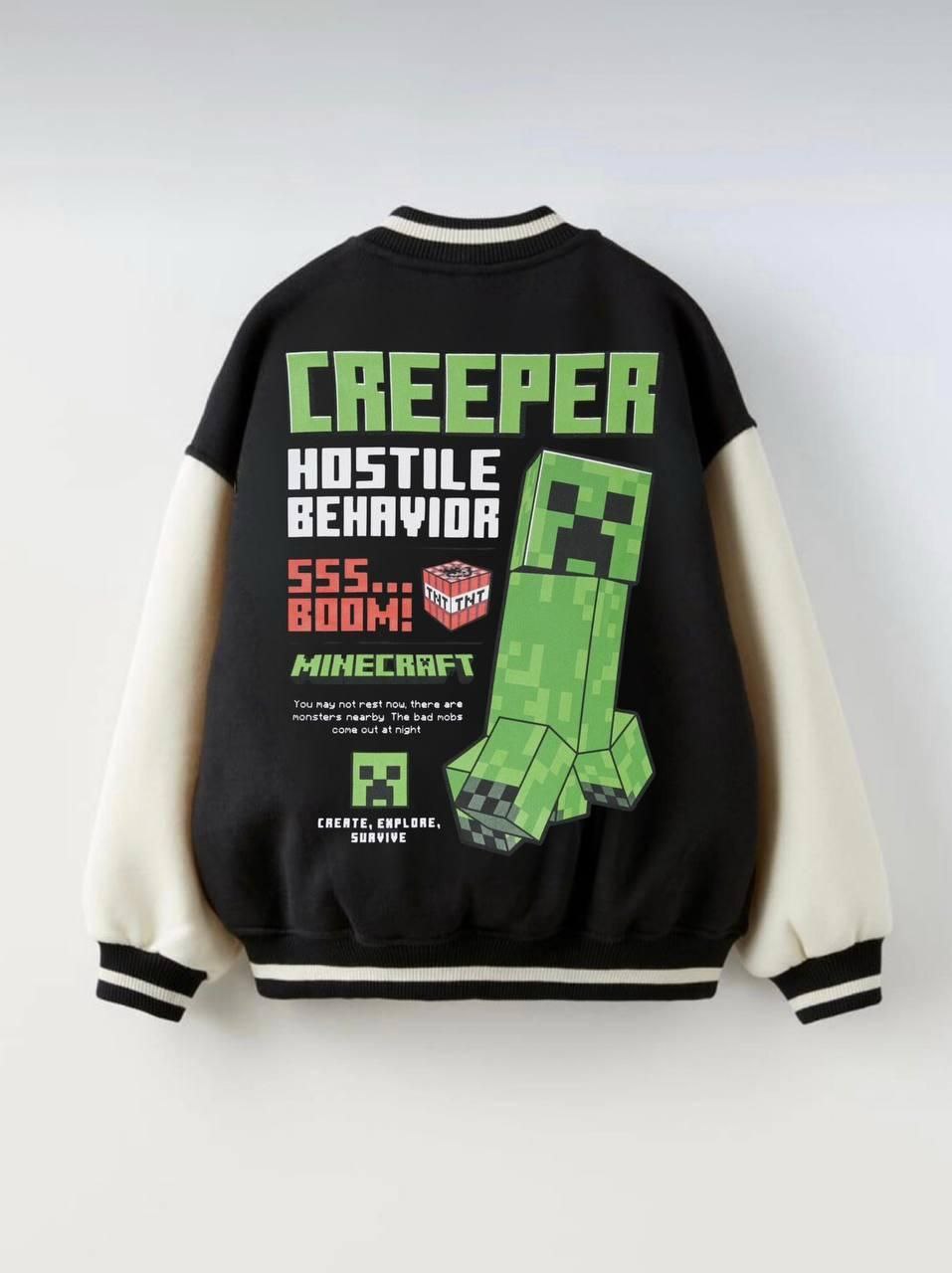 Minecraft Creeper Fleece Jacket Size 5-14y