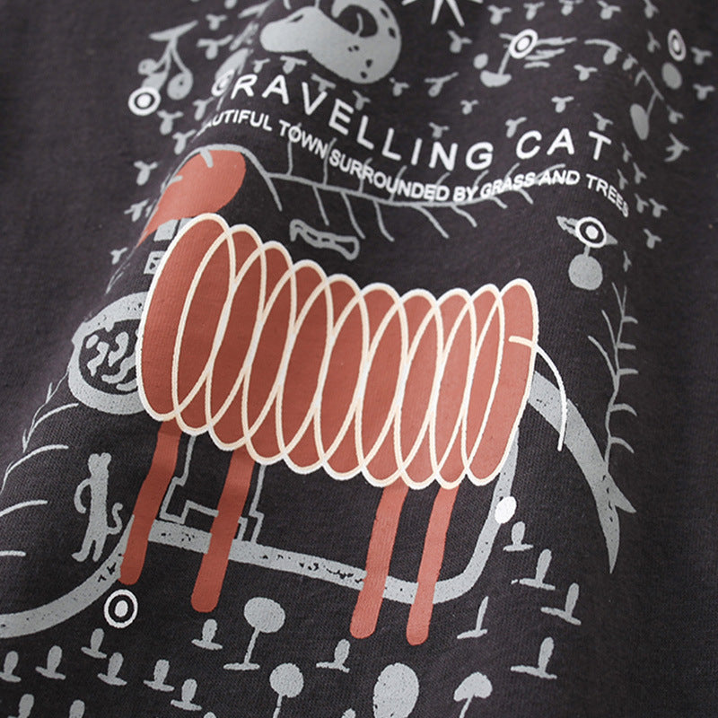 Boys’ Travelling Cat Cotton Summer Set / 1–5Y
