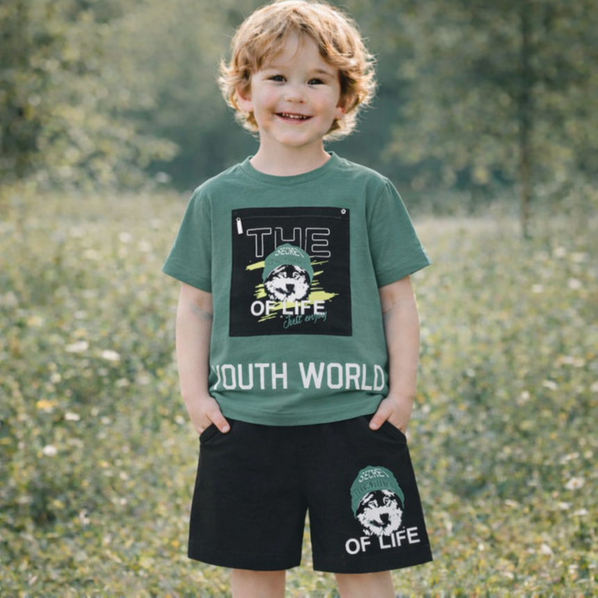 Boys’ Cotton Wolf Summer Set / 6–7Y